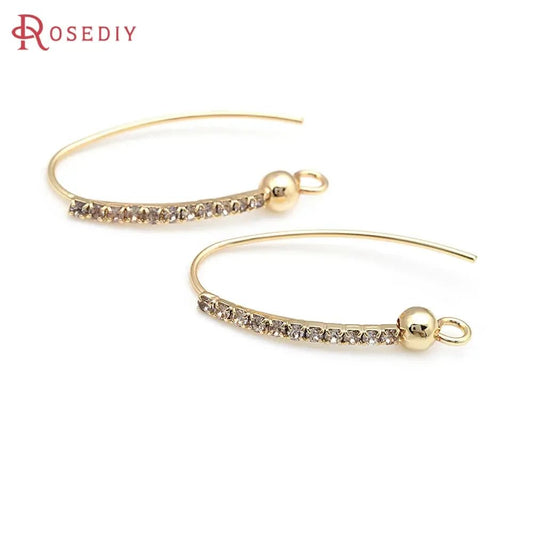4PCS 18K Gold Color Brass with Zircon Earrings Hooks Women's Earrings High Quality Diy Accessories Rosediy official-website - Drapify